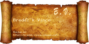 Bredák Vince névjegykártya